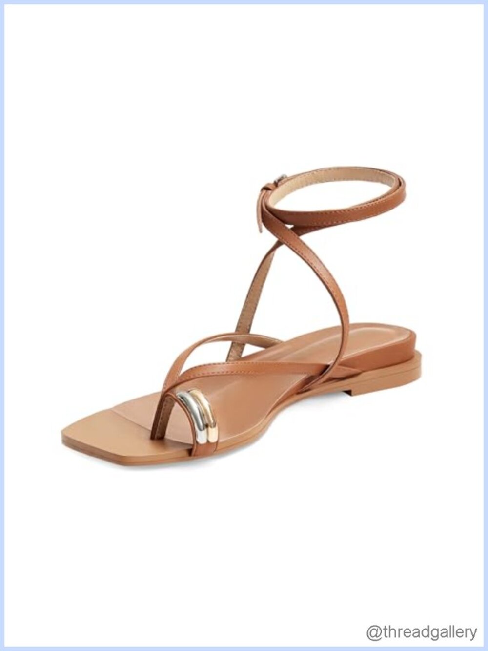 SOVANYOU Women's Strappy Flat Sandals Cross Ankle Strap Square Toe Beach